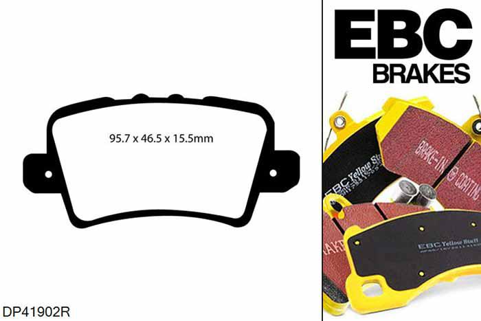 DP41902R, Honda Civic (8th Gen), 1.4 (FK) Civic (8th Gen), EBC Yellowstuff remblokken set achteras Voor modellen met TRW remklauwen aan de achteras, Voor modellen met remschijf diameter van 260mm aan de achteras
