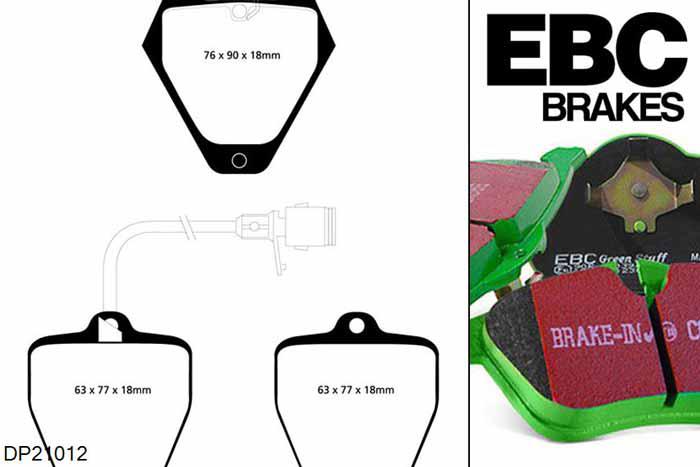 DP21012, Audi A8 quattro (D2/4D), 4.2 1994-1998, EBC Greenstuff remblokken set vooras, Voor modellen met Girling/TRW remklauwen aan de vooras, Voor modellen met een remschijf diameter 314mm