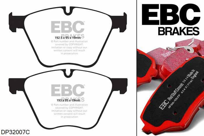 DP32007C, BMW 5 Series (F07) GT, 550 i (4.4 Twin Turbo) 2009-2010, EBC Redstuff remblokken set vooras, Voor modellen met ATE remklauwen aan de vooras, Voor modellen met een remschijf diameter 374mm
