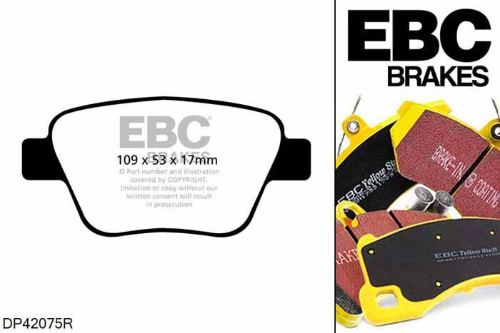 DP42075R, Audi A3 (8P), 1.2 Turbo A3 (8P), EBC Yellowstuff remblokken set achteras Voor modellen met Bosch remklauwen aan de achteras, Voor modellen met remschijf diameter van 272mm aan de achteras