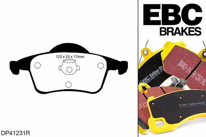 DP41231R, Volvo S80 Mk1, 2.5 TD S80 Mk1, EBC Yellowstuff remblokken set achteras Voor modellen met ATE remklauwen aan de achteras, Voor modellen met remschijf diameter van 288mm aan de achteras