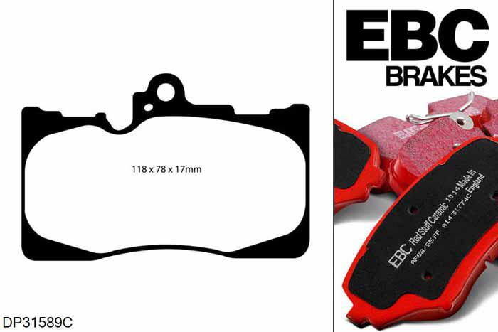 DP31589C, Lexus GS300, 3.0 2005-2012, EBC Redstuff remblokken set vooras, Voor modellen met een remschijf diameter 334mm