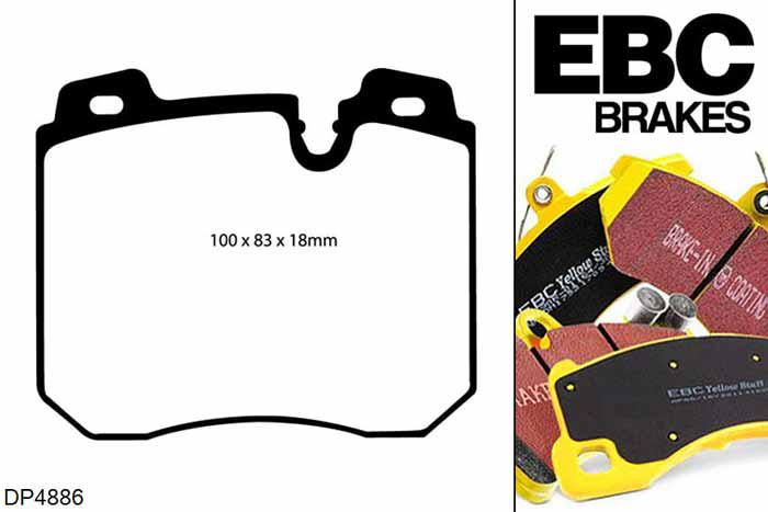DP4886R, BMW M5, 3.8 (E34) 1994-1996, EBC Yellowstuff remblokken set vooras, Voor modellen met ATE remklauwen aan de vooras, Voor modellen met een remschijf diameter 345mm