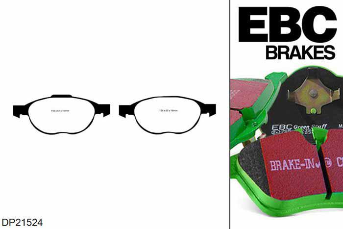 DP21524, Ford Focus Mk3, 2.0 TD 160 PK 2011-2014, EBC Greenstuff remblokken set vooras, Voor modellen met ATE remklauwen aan de vooras, Voor modellen met een remschijf diameter 300mm