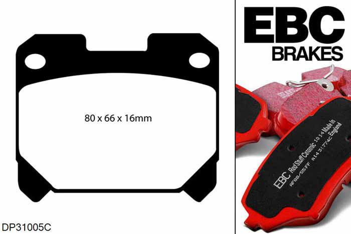 DP31005C, Toyota Celica, 2.0 Turbo GT4 (ST205) 1994-1999, EBC Redstuff remblokken set achteras, Voor modellen met remschijf diameter van 315mm aan de achteras