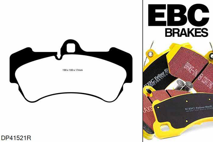 DP41521R, Porsche Cayenne, 3.6 2007-2010, EBC Yellowstuff remblokken set vooras, Voor modellen met Brembo remklauwen aan de vooras, Voor modellen met een remschijf diameter 330mm