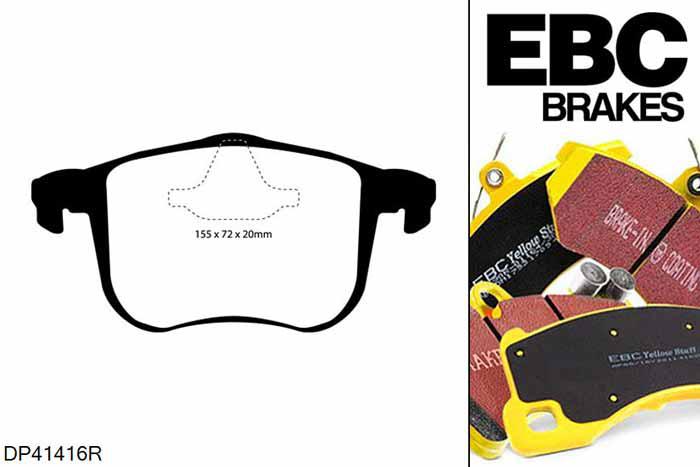 DP41416R, Opel Signum, 2.8 Turbo 2005-2006, EBC Yellowstuff remblokken set vooras, Voor modellen met ATE remklauwen aan de vooras, Voor modellen met een remschijf diameter 314mm