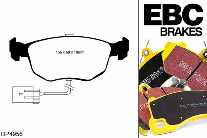 DP4956R, Ford Sierra, 2.0 Turbo Cosworth 4x4 1990-1993, EBC Yellowstuff remblokken set vooras, Voor modellen met ATE remklauwen aan de vooras, Voor modellen met een remschijf diameter 278mm