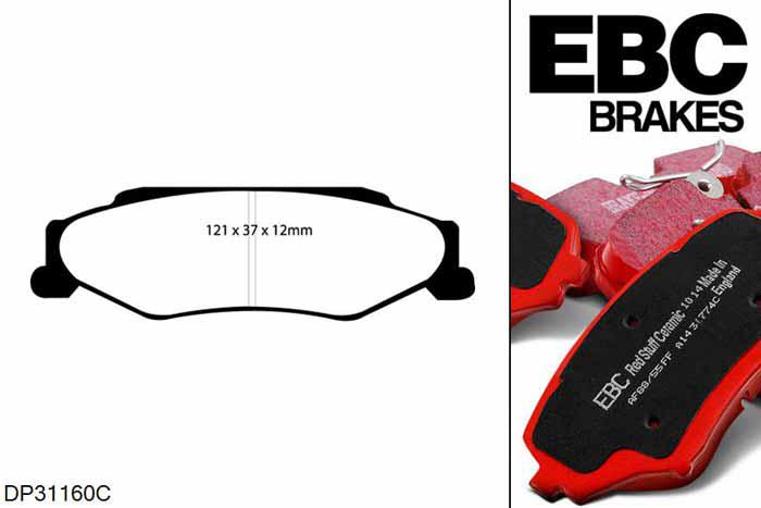 DP31160C, Chevrolet Corvette (C5), 5.7 1997-2005, EBC Redstuff remblokken set achteras, Voor modellen met remschijf diameter van 305mm aan de achteras