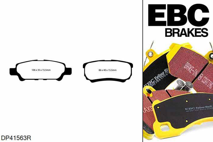 DP41563R, Mitsubishi Lancer, 1.5 Lancer, EBC Yellowstuff remblokken set achteras, Voor modellen met remschijf diameter van 262mm aan de achteras
