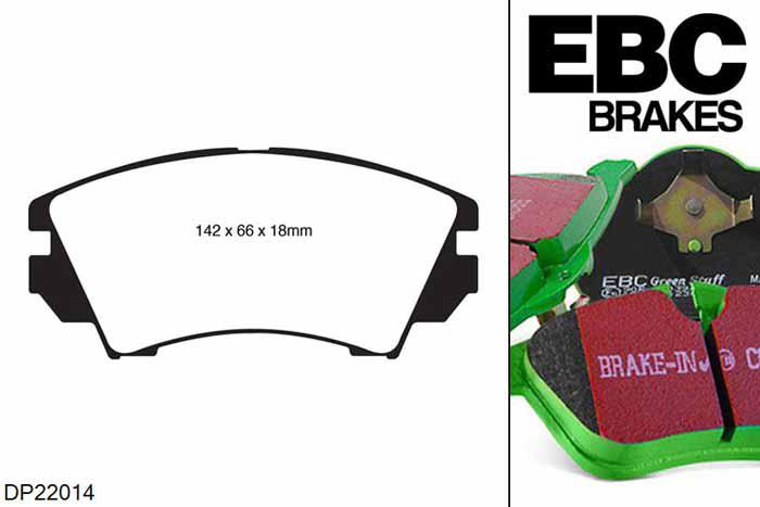 DP22014, Opel Insignia, 2.0 TD 160 PK 2008-2013, EBC Greenstuff remblokken set vooras, Voor modellen met Mando remklauwen aan de vooras, Voor modellen met een remschijf diameter 321mm