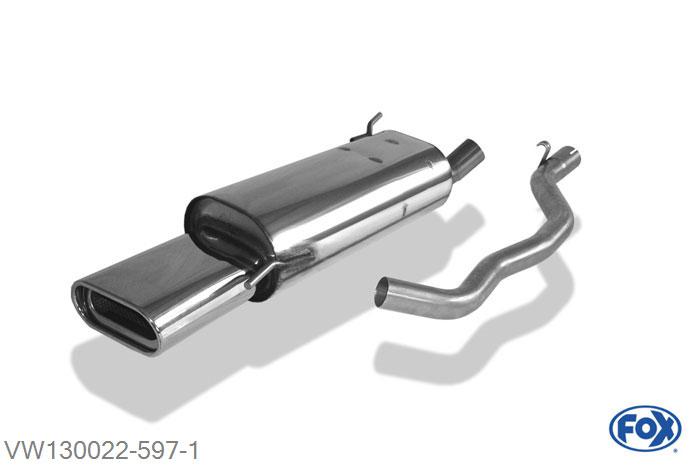 VW130022-597, VW Bus T4 Syncro 2.5l 81/85kW 2.4l D 57kW 2.5l TDI 75kW, Einddemper inkl. Verbindingsbuis met Halter - 160x80mm  Type 53 50mm Buisdiameter Geheel RVS, Absortie demper, mooie diepe sound, Met E-keur
