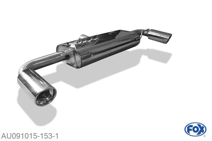 AU091015-153, Audi TT 8J - Turbo 1.8l 118kW 2.0l TFSI 147kW, Einddemper rechts/links - 1x100mm  Type 17 rechts/links 63,5 Buisdiameter Geheel RVS, Absortie demper, mooie diepe sound, Met E-keur