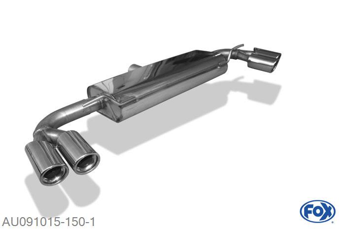 AU091015-150, Audi TT 8J - Turbo 1.8l 118kW 2.0l TFSI 147kW, Einddemper rechts/links - 2x80mm  Type 17 rechts/links 63,5 Buisdiameter Geheel RVS, Absortie demper, mooie diepe sound, Met E-keur