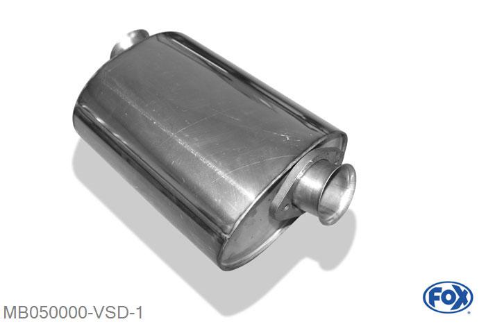 MB050000-VSD, Mercedes G-Klasse Typ 463 3.0l 125/128kW 3.2l 155/158kW 5.0l 218kW 3.0l TD 130kW, Voordemper 63,5mm Buisdiameter Geheel RVS, Absortie demper, mooie diepe sound, Met E-keur
