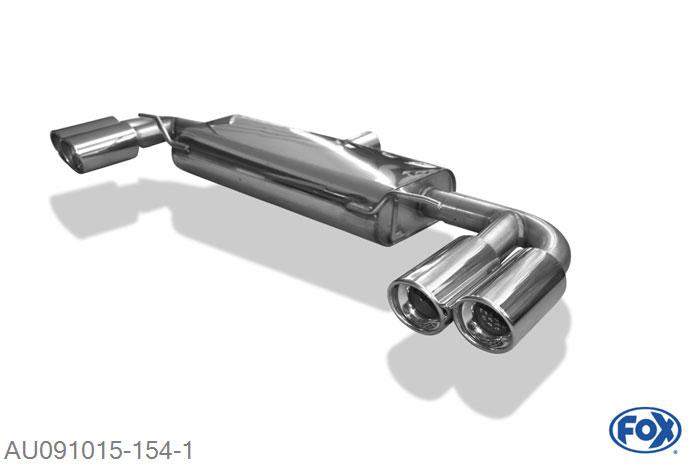 AU091015-154, Audi TT 8J - Turbo 1.8l 118kW 2.0l TFSI 147kW, Einddemper rechts/links - 2x100mm  Type 17 rechts/links 63,5 Buisdiameter Geheel RVS, Absortie demper, mooie diepe sound, Met E-keur