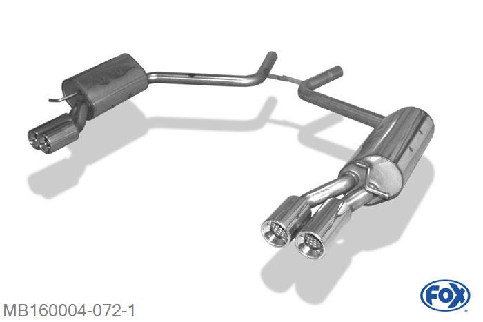 MB160004-072, Mercedes CLS Typ C219 3.5l 200kW 3.0l CDI 165kW, Einddemper rechts/links - 2x90mm  Type 13 rechts/links 55mm Buisdiameter Geheel RVS, Absortie demper, mooie diepe sound, Met E-keur