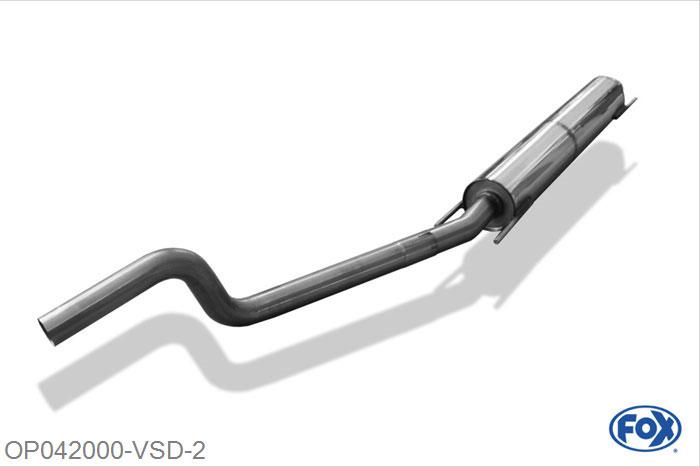 OP042000-VSD, Opel Astra H/ Astra H GTC 1.4l 66kW 1.6l 77kW 1.8l 92kW, Voordemper Benzine modellen 55mm Buisdiameter Geheel RVS, Absortie demper, mooie diepe sound, Met E-keur