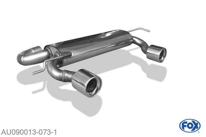 AU090013-073, Audi TT Typ 8N quattro 1.8l 132/165kW, Einddemper met uitgang rechts/links - 1x100mm  Type 13 rechts/links 70mm Buisdiameter Geheel RVS, Absortie demper, mooie diepe sound, Teilegutachten (eintragungspflichtig)
