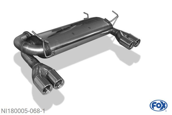 NI180005-068, Nissan 350Z 3.5l 206/221/230kW, Einddemper met uitgang O70mm rechts/links  - 2x76mm  Type 13 rechts/links 70mm Buisdiameter Geheel RVS, Absortie demper, mooie diepe sound, Met E-keur
