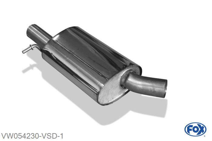 VW054230-VSD, VW Golf V R32 3.2l 184kW, Voordemper 63,5mm Buisdiameter Geheel RVS, Absortie demper, mooie diepe sound, Met E-keur