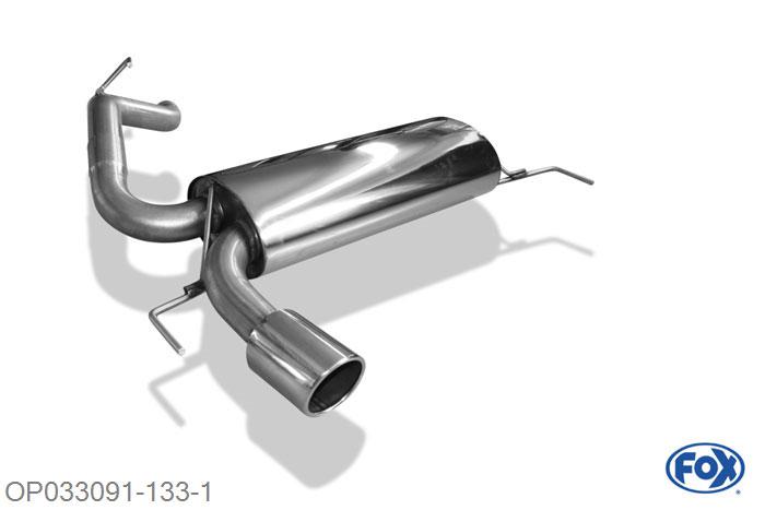 OP033091-133, Opel Corsa D GSI 1.6l 110kW, Einddemper met uitgang einseitig - 1x100mm  Type 16 63,5mm Buisdiameter Geheel RVS, Absortie demper, mooie diepe sound, Met E-keur