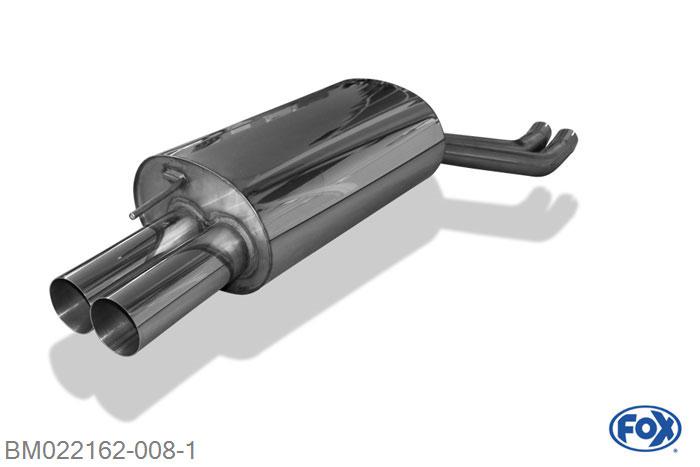 BM022162-008, BMW E46 330d/ 330xd 3.0l D 135/150kW, Einddemper dubbele buis - 2x76mm  Type 10 Geheel RVS, Absortie demper, mooie diepe sound, Met E-keur