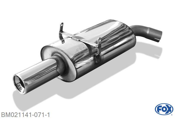 BM021141-071, BMW E36 318is 1.8l 103kW 1.9l 103kW, Einddemper O63,5 - 1x90mm  Type 13 63,5mm Buisdiameter Geheel RVS, Absortie demper, mooie diepe sound, Teilegutachten (eintragungspflichtig)