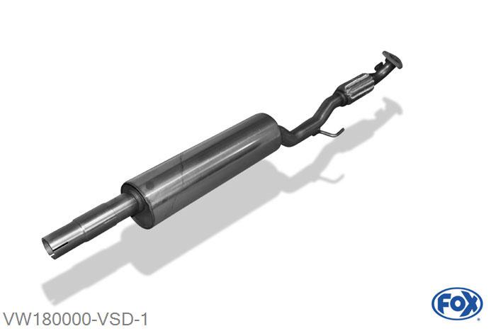 VW180000-VSD, VW Fox - 5Z 1.4l 55kW, Voordemper 50mm Buisdiameter Geheel RVS, Absortie demper, mooie diepe sound, Met E-keur