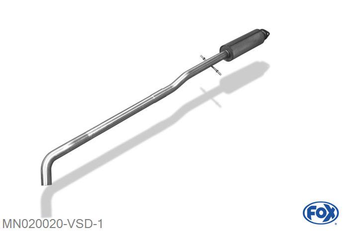 MN020020-VSD, Mini One/ Cooper R52 1.3l 70kW 1.6l 66/85/88kW, Voordemper Geheel RVS, Absortie demper, mooie diepe sound, Met E-keur