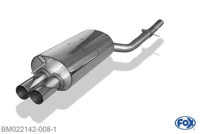 BM022142-008, BMW E46 320d 2.0l D 100/110kW, Einddemper enkele buis - 2x76mm  Type 10 63,5mm Buisdiameter Geheel RVS, Absortie demper, mooie diepe sound, Met E-keur