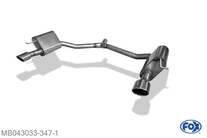 MB043033-347, Mercedes E-Klasse W212- 4 Zylinder 1.8l 135/150kW 2.2l CDI 100/125/150kW, Einddemper rechts/links - 1x115x85mm  Type 32 rechts/links 63,5mm Buisdiameter Geheel RVS, Absortie demper, mooie diepe sound, Met E-keur