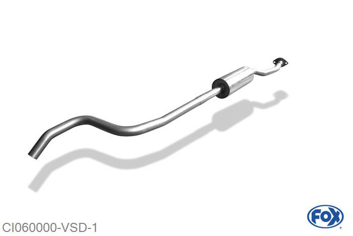 CI060000-VSD, Citroen C2 1.1l 44kW 1.4l 54kW, Voordemper C2 45mm Buisdiameter Geheel RVS, Absortie demper, mooie diepe sound, Met E-keur