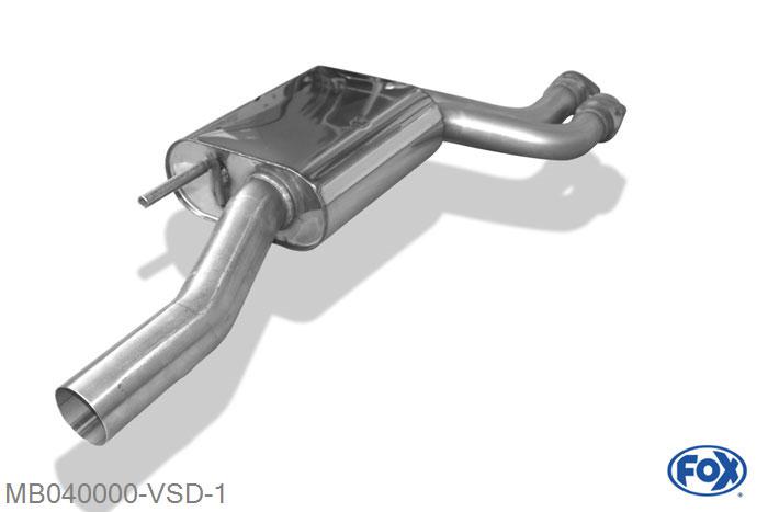 MB040000-VSD, Mercedes E-Klasse W124 Stufenheck 5.0l 235kW, Voordemper O70mm 70mm Buisdiameter Geheel RVS, Absortie demper, mooie diepe sound, Met E-keur