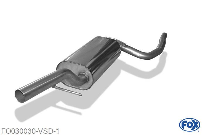 FO030030-VSD, Ford Focus I DAW/DBW/DFW/DNW 1,4l 1.4l 55kW, Voordemper 50mm Buisdiameter Geheel RVS, Absortie demper, mooie diepe sound, Teilegutachten (eintragungspflichtig)