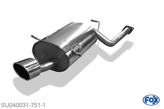 SU040031-751, Subaru Impreza GD/ GG - Schragheck & Stufenheck 1.5l 77kW, Einddemper met eindstuk 140x90mm  Type 44 63,5mm Buisdiameter Geheel RVS, Absortie demper, mooie diepe sound, Met E-keur