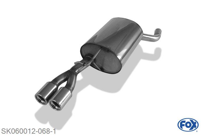 SK060012-068, Skoda Octavia 1U 4x4 1.8l T 110 kW, Einddemper met eindstuk 2x76mm  Type 13 Geheel RVS, Absortie demper, mooie diepe sound, Met E-keur