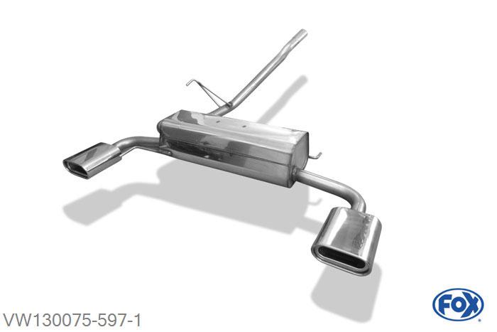 VW130075-597, VW Bus T4 Syncro 2.5l 81/85kW 2.4l D 57kW 2.5l TDI 75kW, Einddemper met uitgang rechts/links inkl. Verbindingsbuis met Halter - 160x80mm  Type 53 rechts/links 50mm Buisdiameter Geheel RVS, Absortie demper, mooie diepe sound, Met E-keur