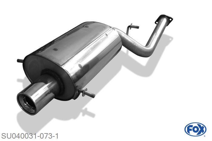 SU040031-073, Subaru Impreza GD/ GG - Schragheck & Stufenheck 1.5l 77kW, Einddemper met eindstuk 1x100mm  Type 13 63,5mm Buisdiameter Geheel RVS, Absortie demper, mooie diepe sound