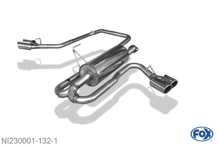 NI230001-132, Nissan Navara D40 - 3,0l dCi, Einddemper Sidepipe, uitgang rechts und links am Fahrzeug - 2x90mm  Type 16 rechts/links 63,5/ 2x55 Buisdiameter Geheel RVS, Absortie demper, mooie diepe sound, EG-Gutachten (eintragungsfrei