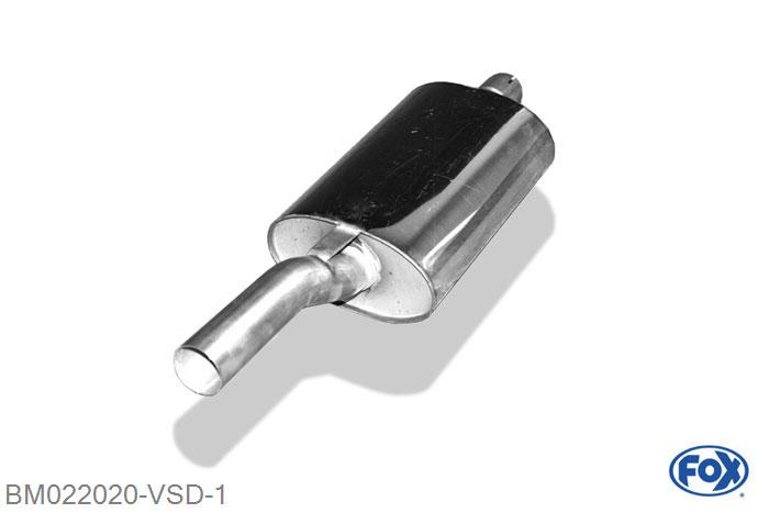 BM022020-VSD, BMW E46 316/ 318 1.6l 77kW 1.9l 77/85/87kW, Voordemper 50mm Buisdiameter Geheel RVS, Absortie demper, mooie diepe sound, Teilegutachten (eintragungspflichtig)