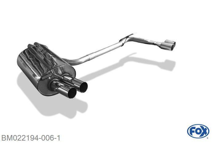 BM022194-006, BMW E46 330d/ 330xd 3.0l D 135/150kW, Einddemper met uitgang rechts/links dubbele buis - 2x70mm  Type 10 rechts/links 2x50mm Buisdiameter Geheel RVS, Absortie demper, mooie diepe sound, Met E-keur