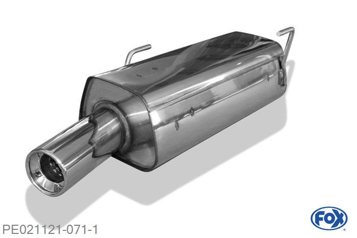 PE021121-071, Peugeot 206 S16/ S16 Cabrio 2.0l 16V 99/100kW, Einddemper met eindstuk 1x90mm  Type 13 55mm Buisdiameter Geheel RVS, Absortie demper, mooie diepe sound, Teilegutachten (eintragungspflichtig)