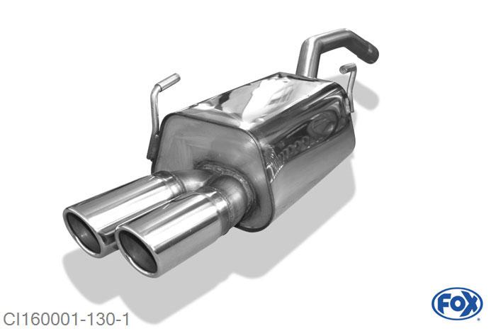 CI160001-130, Citroen C8/ Peugeot 807 3.0l V6 150kW, Einddemper met eindstuk 2x80mm  Type 16 55mm Buisdiameter Geheel RVS, Absortie demper, mooie diepe sound, Met E-keur