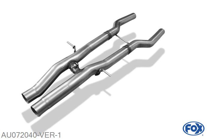 AU072040-VER, Audi RS6 4F 5.0l 426kW, Voordemper vervangende buis rechts/links 70mm Buisdiameter Geheel RVS, Zonder goedkeuring