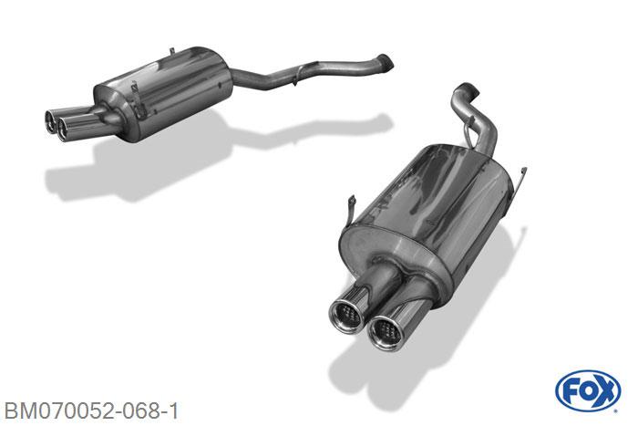 BM070052-068, BMW Z3 M 3.2l 236kW, Einddemper rechts/links - 2x76mm  Type 13 rechts/links 63,5mm Buisdiameter Geheel RVS, Absortie demper, mooie diepe sound, Met E-keur