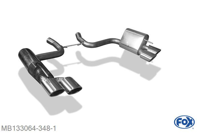 MB133064-348, Mercedes SL55 R230 5.5l 350/368/380kW, Einddemper rechts/links - 2x115x85mm  Type 32 rechts/links 70mm Buisdiameter Geheel RVS, Absortie demper, mooie diepe sound