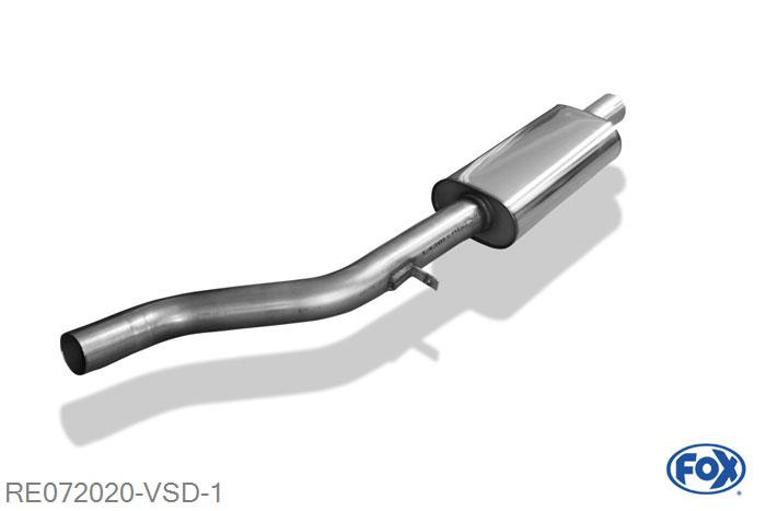 RE072020-VSD, Renault Clio III Sport 1.6l 94kW, Voordemper O63,5mm 63,5mm Buisdiameter Geheel RVS, Absortie demper, mooie diepe sound, Zonder goedkeuring