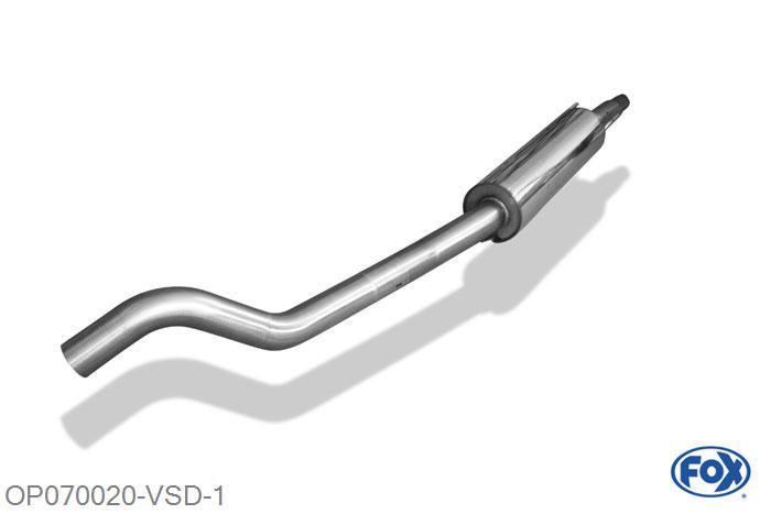 OP070020-VSD, Opel Tigra A 1.4l 66kW 1.6l 78kW, Voordemper O60mm Geheel RVS, Absortie demper, mooie diepe sound, Teilegutachten (eintragungspflichtig)