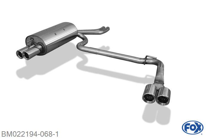 BM022194-068, BMW E46 330d/ 330xd 3.0l D 135/150kW, Einddemper met uitgang rechts/links dubbele buis - 2x76mm  Type 13 rechts/links 2x50mm Buisdiameter Geheel RVS, Absortie demper, mooie diepe sound, Met E-keur